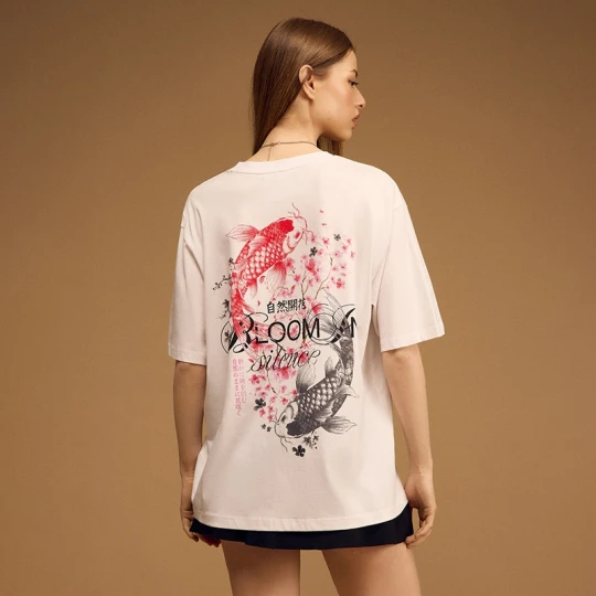 Zdjęcie produktu Biała koszulka z nadrukiem w stylu japońskim House