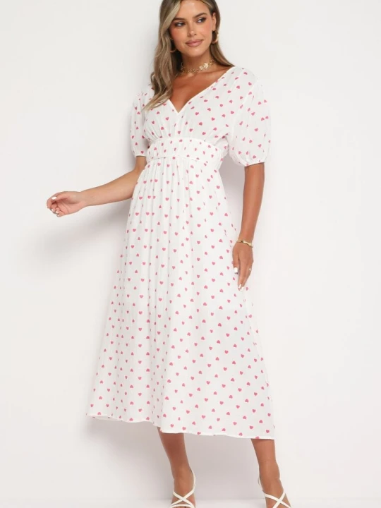 Zdjęcie produktu Biała Rozkloszowana Sukienka z Odkrytymi Plecami i Gumką w Talii Vendrea Retro & Icone