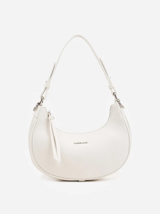 Zdjęcie produktu Biała Torebka Bagietka w Kształcie Półksiężyca z Paskiem Crossbody Dianialla Luigisanto
