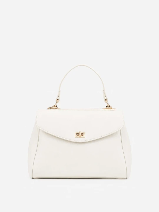 Zdjęcie produktu Biała Torebka Typu Kuferek z Rączką i Klapą z Paskiem Crossbody Phoebyne Caely