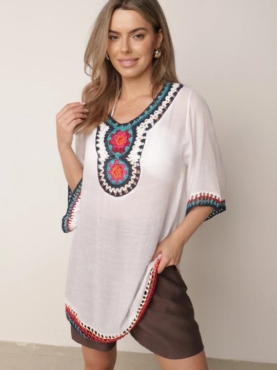 Zdjęcie produktu Biała Tunika Narzutka Kahlisine R&f Fashion