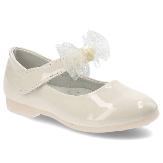 Zdjęcie produktu Białe Baleriny Vinceza Eleganckie Lakierowane Półbuty beżowy