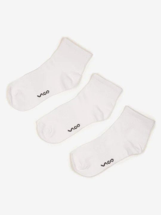 Zdjęcie produktu Białe Bawełniane Skarpety za Kostkę 3-pack Ozdobione Napisem Folmeva Vico