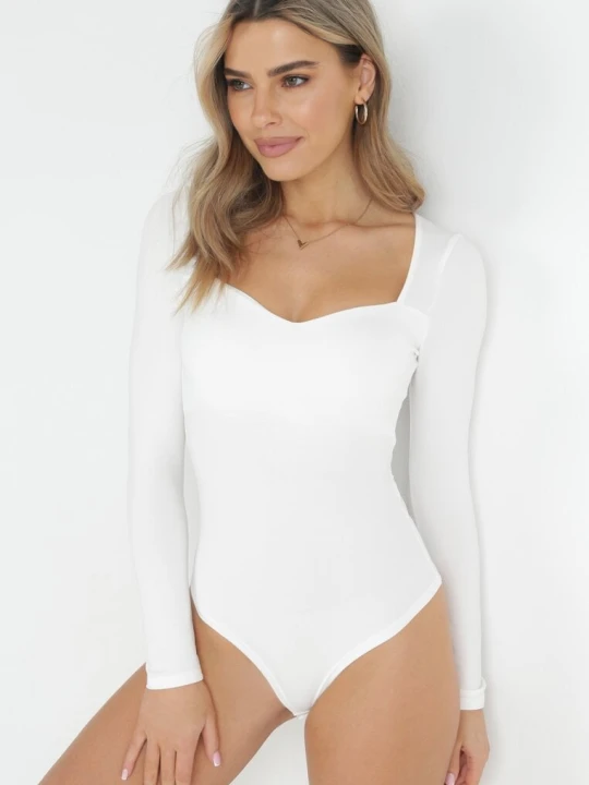 Zdjęcie produktu Białe Body z Kwadratowym Dekoltem Phicise By Swan