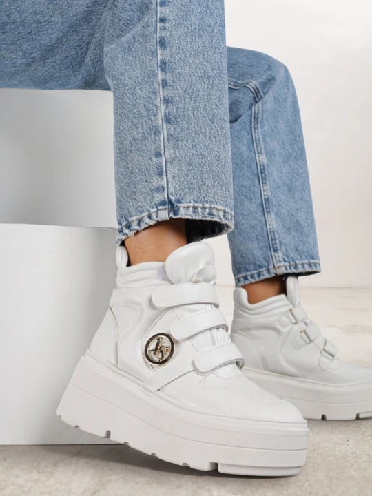 Zdjęcie produktu Białe Botki Sneakersy Vices na Platformie w Stylu Y2K Gelira