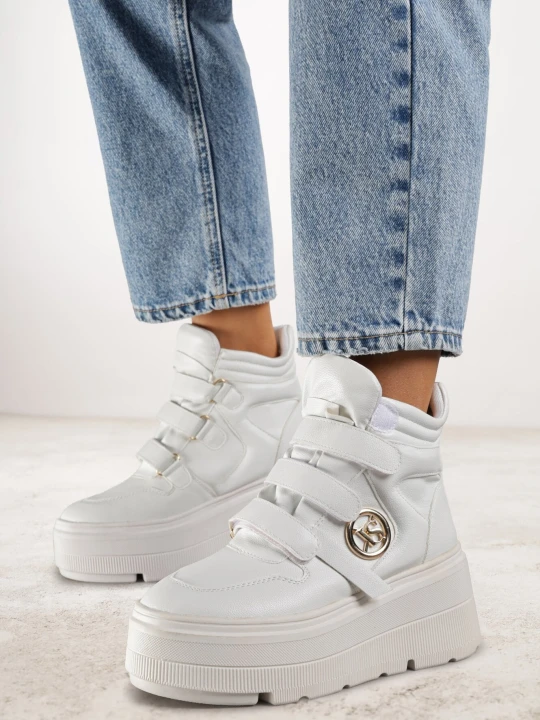 Zdjęcie produktu Białe Botki Vices w Stylu Sneakersów na Platformie Afirriva