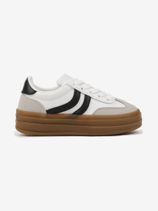 Zdjęcie produktu Białe Buty Sportowe Sneakersy w Stylu Tenisówek z Geometrycznym Wzorem Olithena Doremi