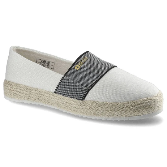 Zdjęcie produktu Espadryle damskie Big Star, wsuwany fason cholewka tekstylna niska cholewka przed kostkę elastyczna guma dopasowująca pleciona podeszwa typu espadryl biały