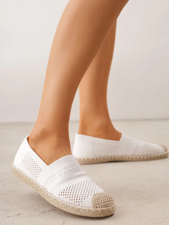 Zdjęcie produktu Białe Espadryle na Płaskiej Podeszwie z Plecionki Chorisa