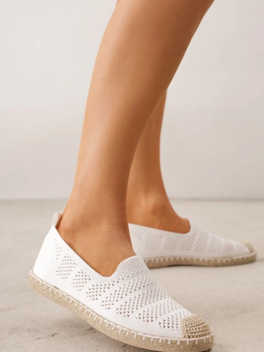 Zdjęcie produktu Białe Espadryle z Ażurowej Siateczki Ozdobione Plecionką Lanivesa