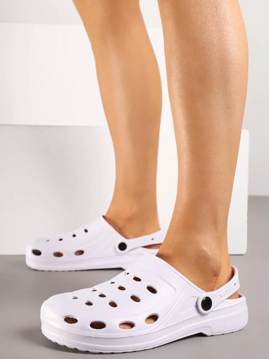 Zdjęcie produktu Białe Klapki z Ażurową Cholewką Lumacine Orso