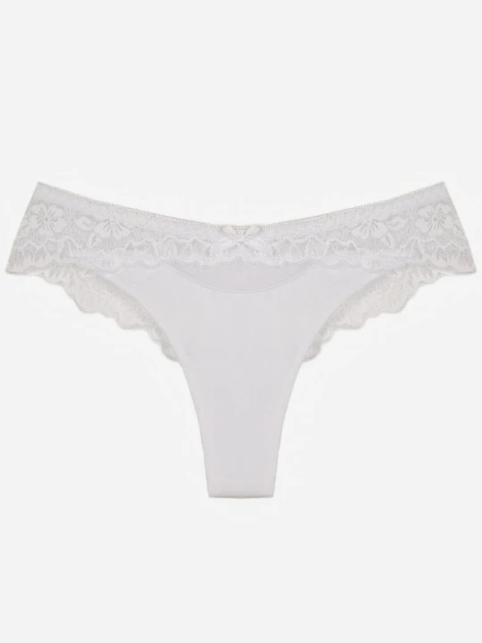 Zdjęcie produktu Białe Majtki Stringi Ozdobione Koronką Phisoris Love Magnolia