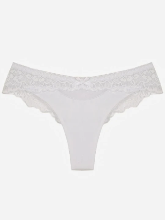 Zdjęcie produktu Białe Majtki Typu Stringi z Koronką Nedareanes Love Magnolia