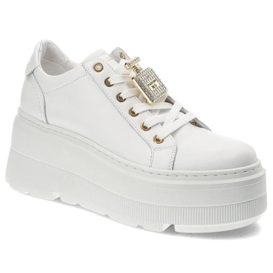 Zdjęcie produktu Białe Modne Sneakersy Chebello Damskie Obuwie Na Platformie