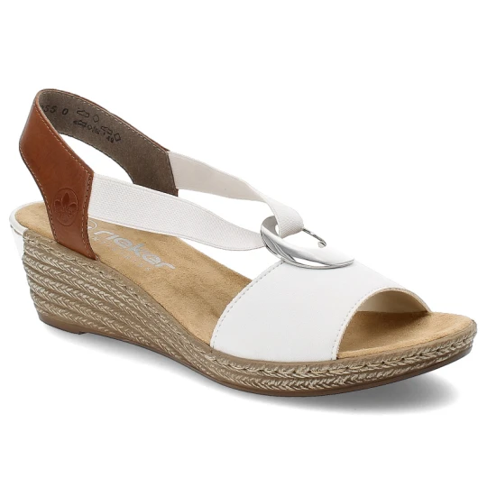Zdjęcie produktu Białe Sandały Rieker Eleganckie Obuwie Damskie Na Koturnie