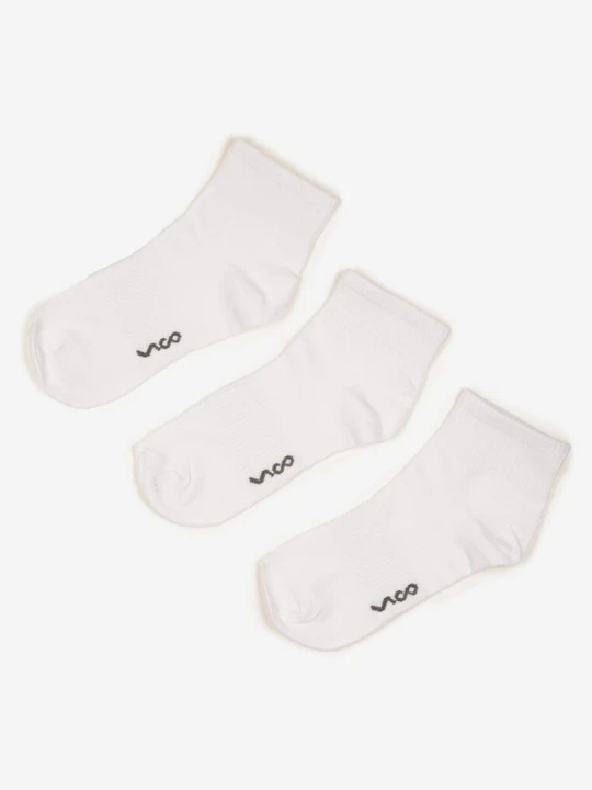 Zdjęcie produktu Białe Skarpety z Bawełny 3-pack za Kostkę z Napisem Folerina Vico