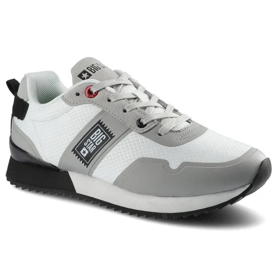 Zdjęcie produktu Sneakersy damskie Big Star, sznurowany fason cholewka z materiałów łączonych – tekstylna z elementami syntetycznymi sportowa bryła niska cholewka prz biały