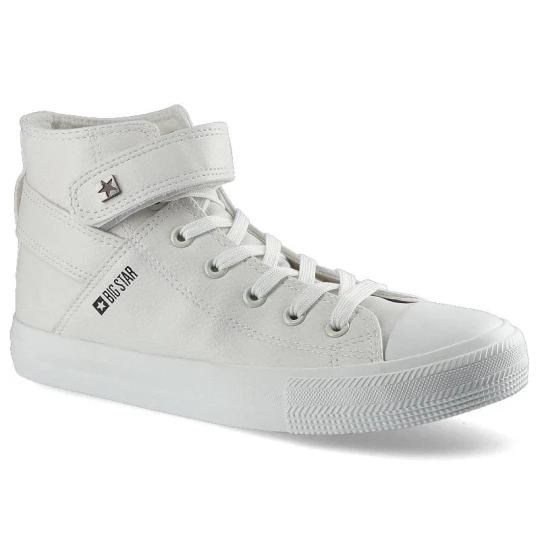 Zdjęcie produktu Sneakersy damskie Big Star, skóra ekologiczna ze sznurowaniem i zapinaniem na rzep na płaskiej podeszwie, białe, V274541