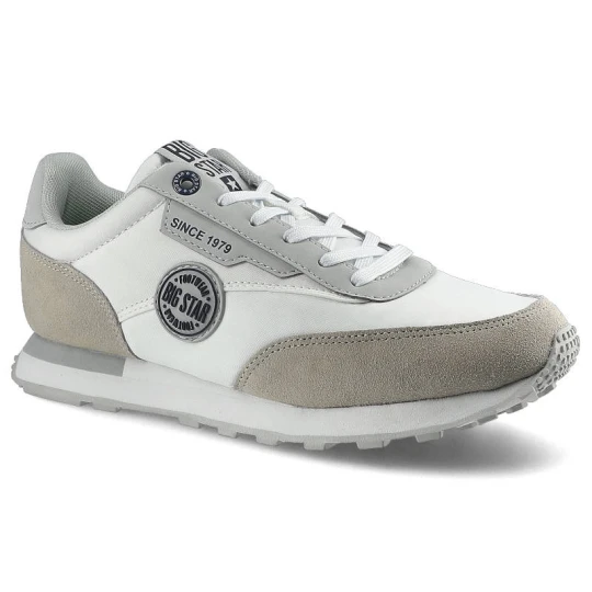 Zdjęcie produktu Sneakersy damskie Big Star, sznurowany fason cholewka z materiałów łączonych – syntetyczna z tekstylnymi wstawkami niska cholewka przed kostkę sporto szary