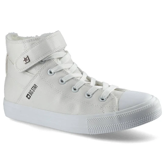 Zdjęcie produktu Sneakersy damskie Big Star, skóra ekologiczna ze sznurowaniem i zapinaniem na rzep na płaskiej podeszwie, białe, V274541FW20