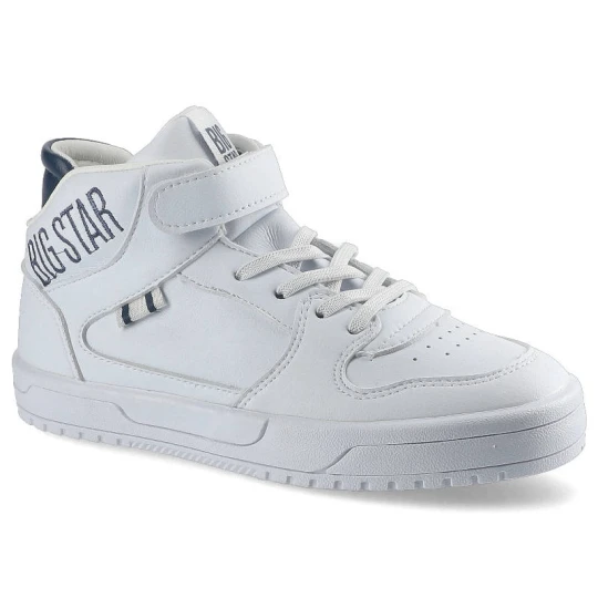 Zdjęcie produktu Sneakersy damskie Big Star, Wykonane z wysokiej jakości materiału syntetycznego z gładką perforowaną cholewką klasycznym wycięciem regulowanym zapięc biały