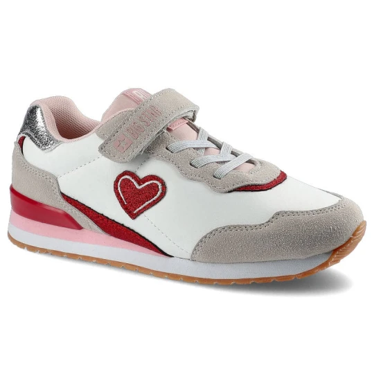 Zdjęcie produktu Sneakersy dziecięce Big Star, z miękkimi wstawkami ozdobnym serduszkiem elastycznymi gumkami i rzepem na lekkiej podeszwie, białe, HH374109