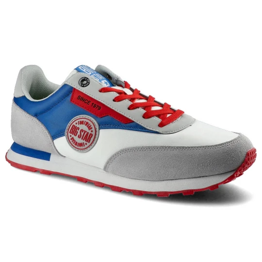 Zdjęcie produktu Sneakersy damskie Big Star, sznurowany fason cholewka z materiałów łączonych – tekstylna z elementami syntetycznymi niska cholewka przed kostkę sport biały