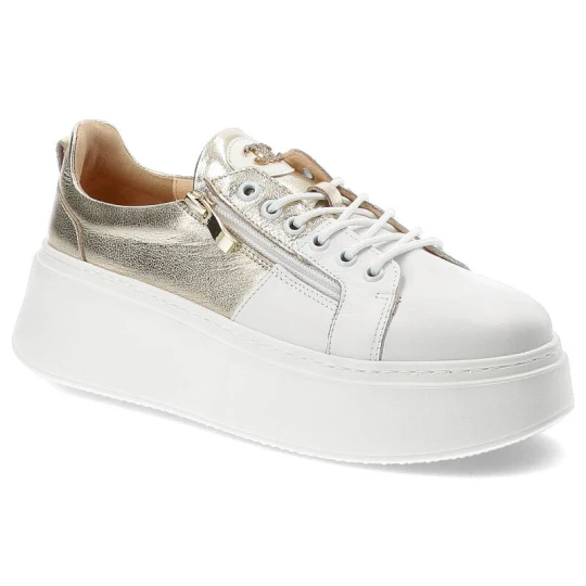 Zdjęcie produktu Białe Sneakersy Damiss Damskie Obuwie Ze Skóry Naturalnej