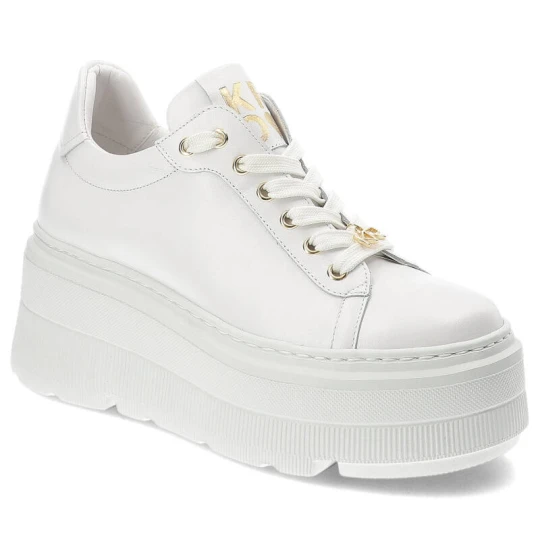 Zdjęcie produktu Białe Sneakersy Karino Stylowe Obuwie Damskie Na Platformie