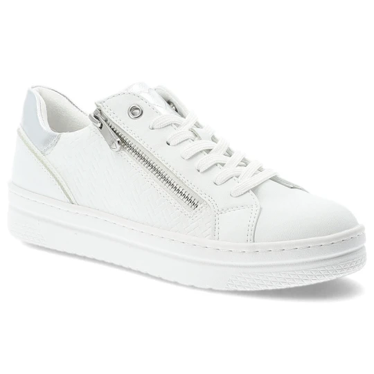 Zdjęcie produktu Białe Sneakersy Marco Tozzi Modne Obuwie Damskie Z Eleganckim Suwakiem