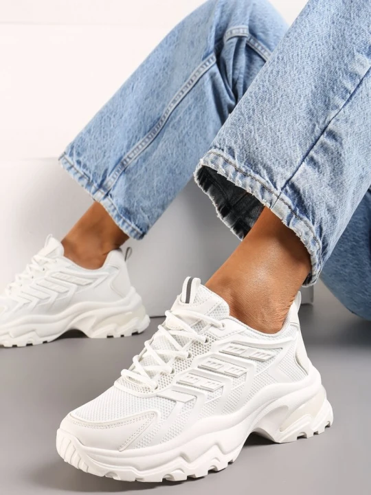 Zdjęcie produktu Białe Sneakersy na Masywnej Podeszwie z Przeszyciami Hatila Vices