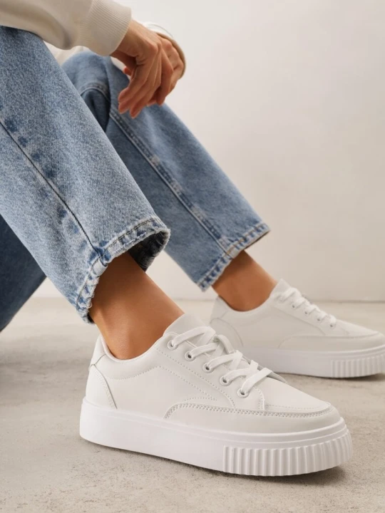 Zdjęcie produktu Białe Sneakersy na Tłoczonej Platformie Zeaninia Ballada