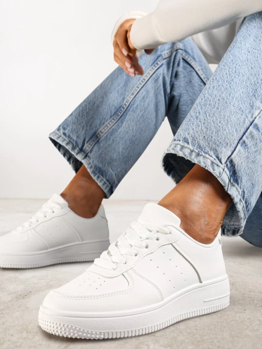 Zdjęcie produktu Białe Sneakersy Sznurowane na Grubej Podeszwie Taleith Vices