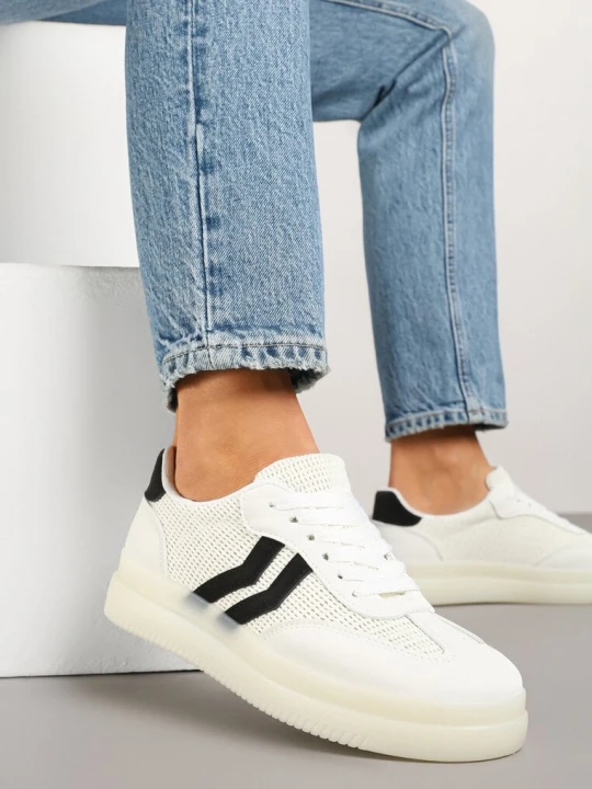 Zdjęcie produktu Białe Sneakersy Tenisówki Ozdobione Paskami Falovinia Marquiiz