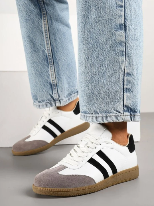 Zdjęcie produktu Białe Sneakersy ze Skóry Naturalnej w Stylu Tenisówek Floriauri Cambell