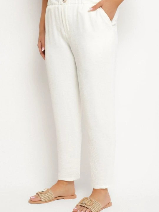 Zdjęcie produktu Białe Spodnie o Prostym Kroju z Gumką w Talii Filavia Bh Forever