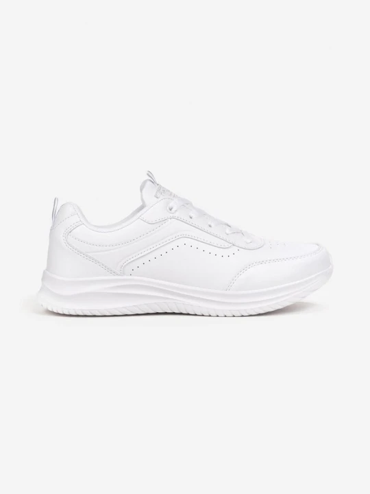 Zdjęcie produktu Białe Sznurowane Buty Sportowe z Cholewką przed Kostkę z Przeszyciami Teredite