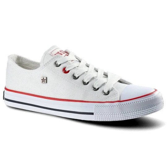 Zdjęcie produktu Trampki unisex Big Star, wykonane z materiału tekstylnego o wzmocnionej strukturze z klasycznym sznurowaniem, białe, T274022-101