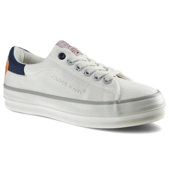 Zdjęcie produktu Trampki damskie Cross Jeans, sportowe i sznurowane, białe, FF2R4080C