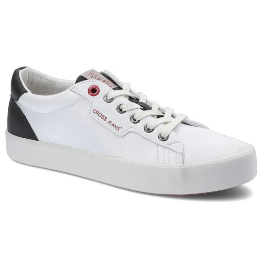 Zdjęcie produktu Trampki damskie Cross Jeans, wysokiej jakości materiał syntetyczny z perforowaną cholewką klasycznym sznurowaniem oraz lekką komfortową podeszwą, bia biały