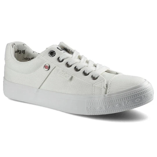 Zdjęcie produktu Trampki damskie Lee Cooper, sznurowany fason cholewka tekstylna niska cholewka przed kostkę gładka minimalistyczna forma gruba płaska podeszwa lekka biały