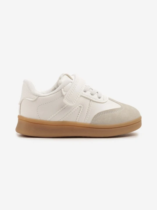Zdjęcie produktu Biało-Beżowe Buty Sportowe Sneakersy w Stylu Tenisówek z Paskami Lavlevi Bacio&bacio Kids