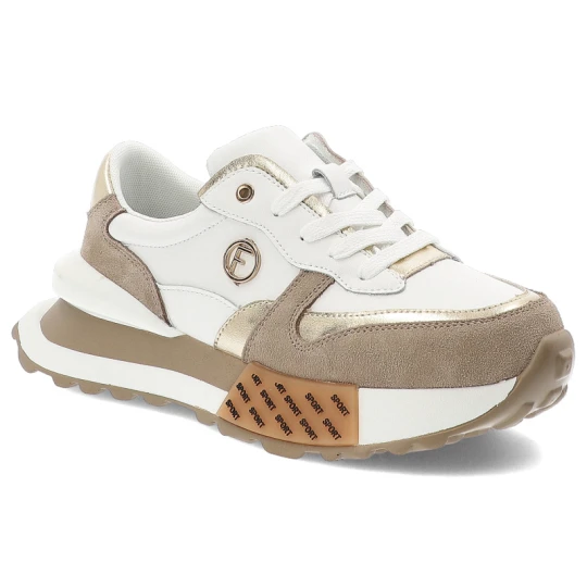 Zdjęcie produktu Biało-Beżowe Sneakersy Filippo Stylowe Obuwie Damskie Na Solidnej Podeszwie