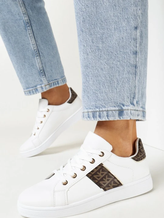 Zdjęcie produktu Biało-Brązowe Sneakersy z Wstawkami Dyvana
