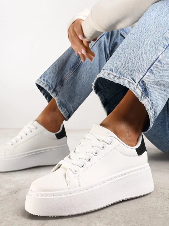 Zdjęcie produktu Biało-Czarne Basicowe Sneakersy na Platformie Tiaeliana Vices