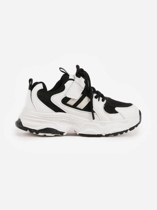 Zdjęcie produktu Biało-Czarne Buty Sportowe Sneakersy z Rzepem na Podeszwie Chunky Callamare Clibee