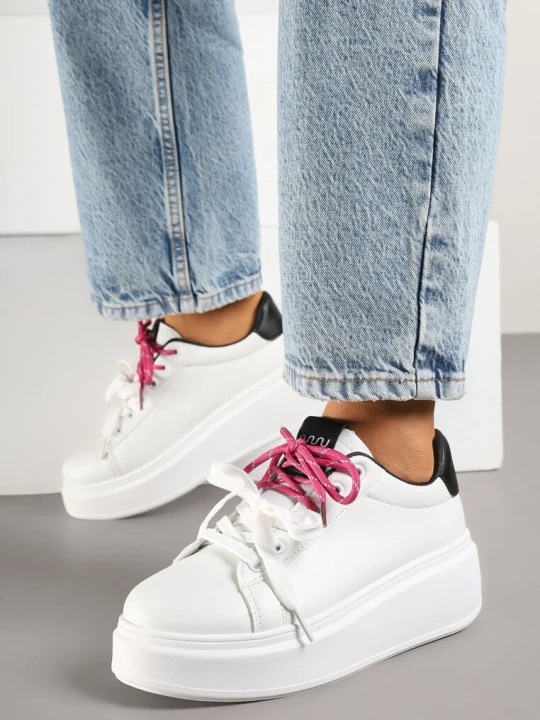 Zdjęcie produktu Biało-Czarne Sneakersy Ozdobione Podwójnym Wiązaniem Zdivane Renda