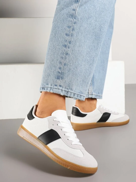 Zdjęcie produktu Biało-Czarne Sneakersy Retro w Stylu Klasycznych Tenisówek Tanonea Ideal