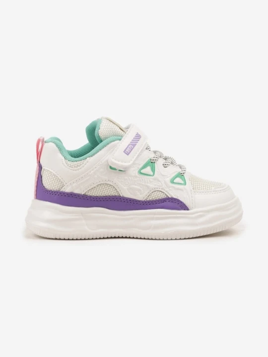 Zdjęcie produktu Biało-Fioletowe Buty Sportowe Sneakersy na Rzep ze Skórzaną Wkładką Falinea Bessky