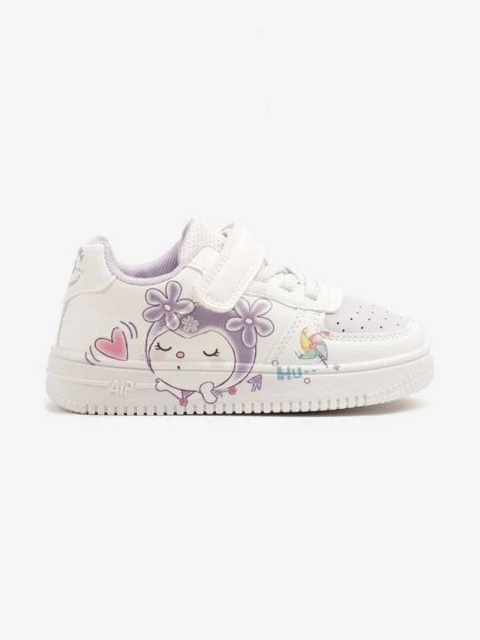Zdjęcie produktu Biało-Fioletowe Buty Sportowe Sneakersy Ozdobione Perforacją i Kwiatami Fonlira Apawwa